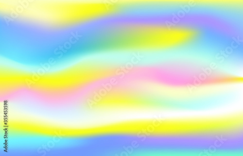 Holographic foil - vector banner background. Rainbow multicolor carnival fashion poster. Smooth wave line blue  pink  purple colors. Retro 80 s neon covers. Screensaver for smartphone  computer screen
