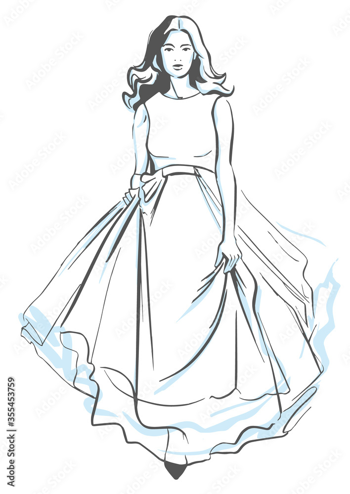 Fashion model. Beautiful bride in a wedding dress. sketch vector illustration Fashion model. Beautiful bride in a wedding dress. sketch vector illustration