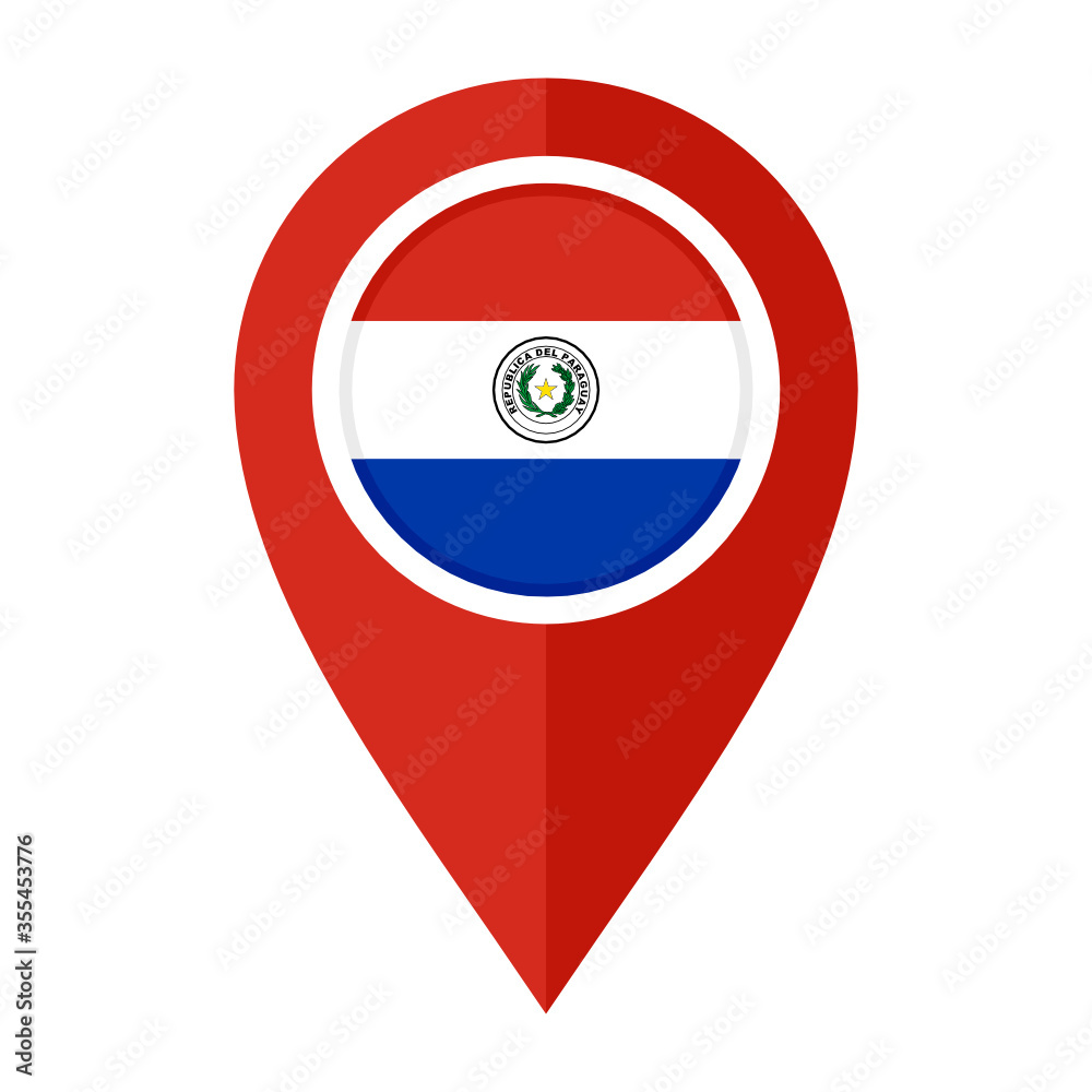 flat map marker icon with paraguay flag isolated on white background flat map marker icon with paraguay flag isolated on white background