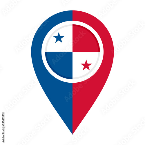 flat map marker icon with panama flag isolated on white background
