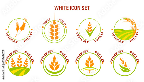 Wheat icon set on white background. Vector illustration. Suitable for labels