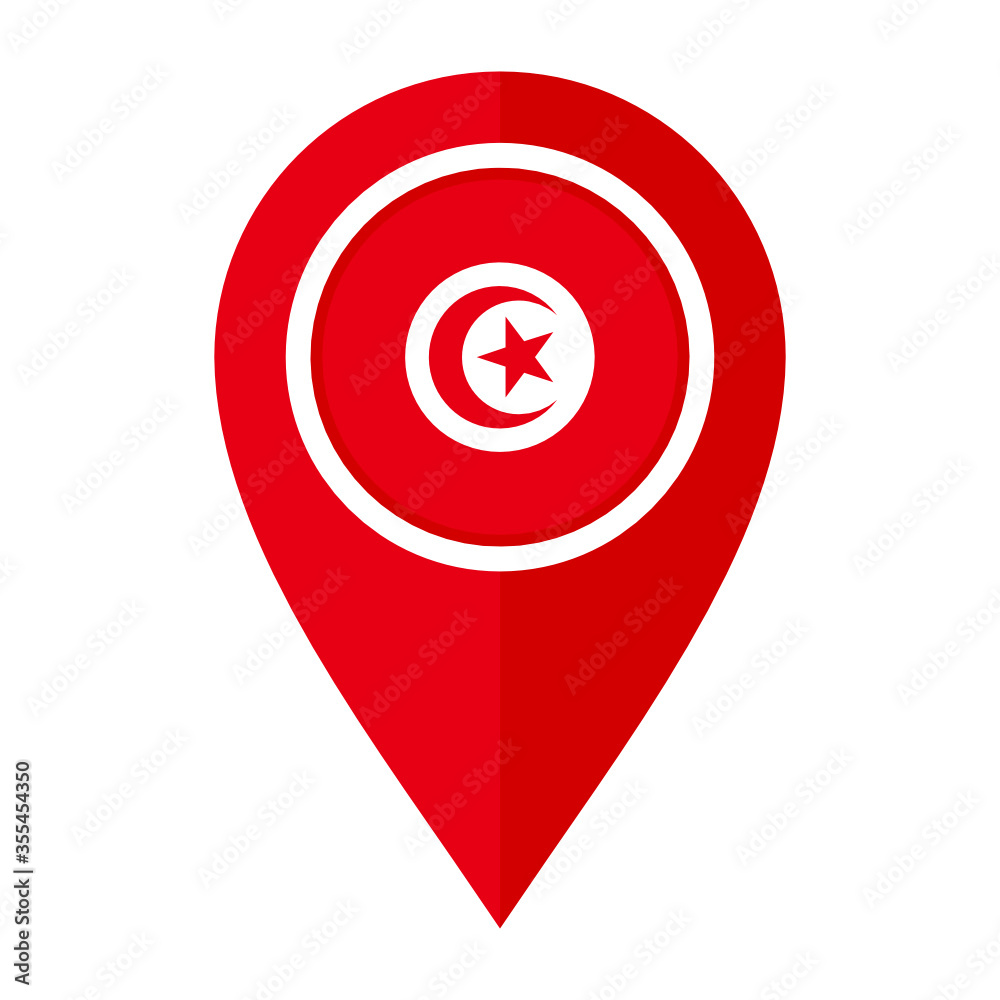 flat map marker icon with tunisia flag isolated on white background
flat map marker icon with tunisia flag isolated on white background