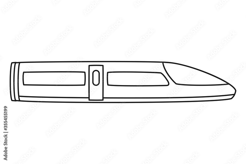 Line art black and white modern train Line art black and white modern train