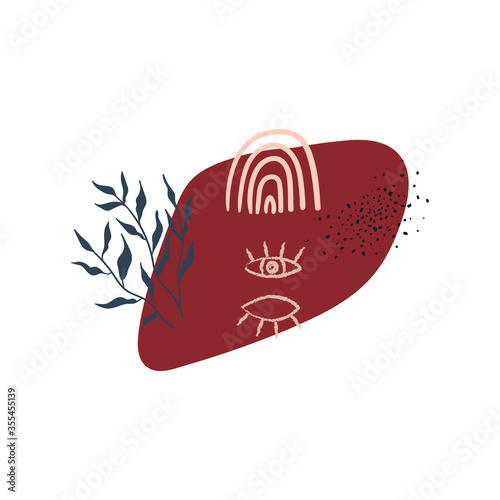 Abstract art with lines and shapes. Eyes. Hand drawn flat illustration for wall art. poster, banner, t-shirt etc.