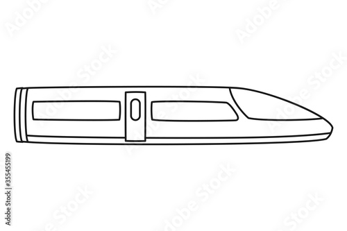 Line art black and white modern train