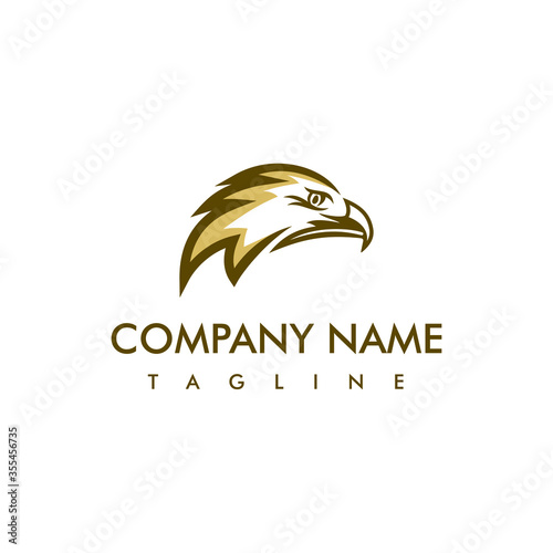Golden eagle logo design template. Awesome a golden eagle logo. A golden eagle lineart logotype.