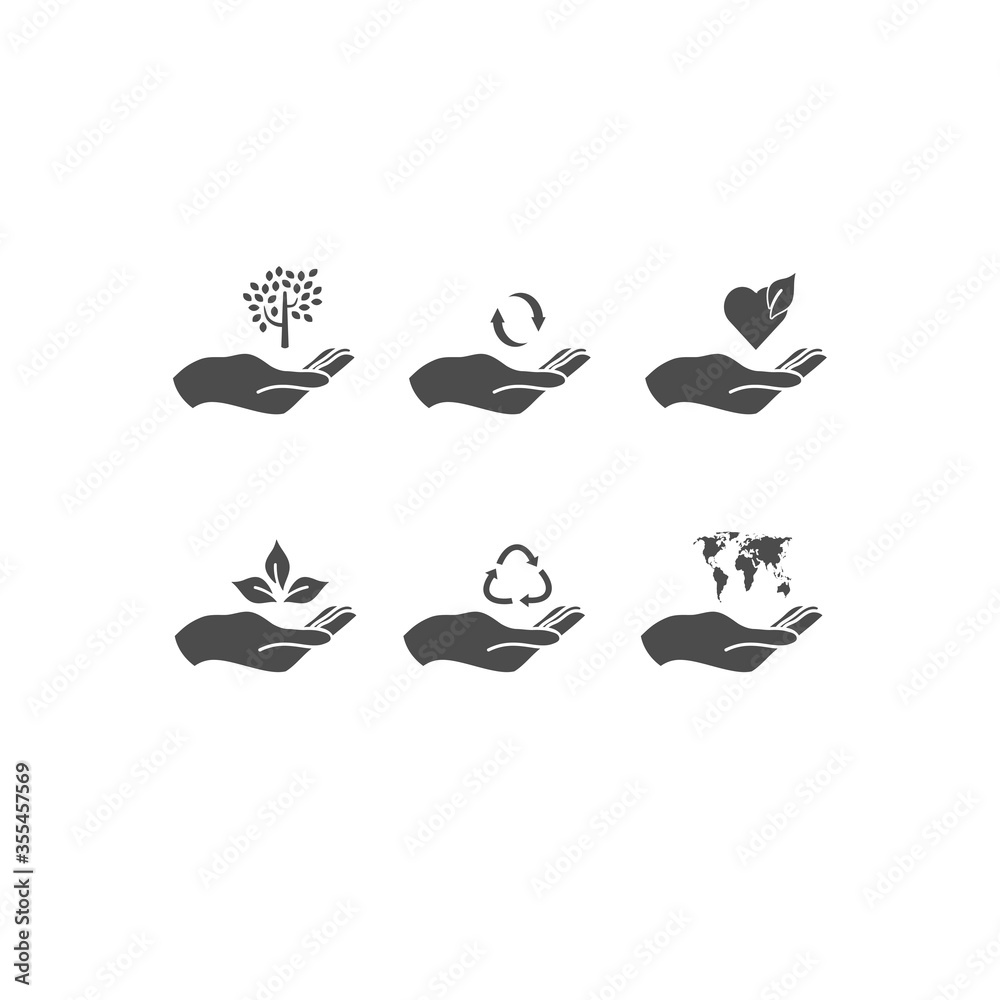 Naklejka premium Recycle sign isolated on white background. Collection of flat vector icons Recycle sign isolated on white background