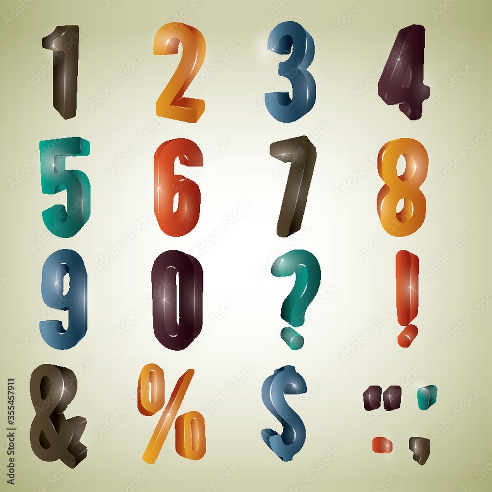 set of 3d numbers and letters set of 3d numbers and letters