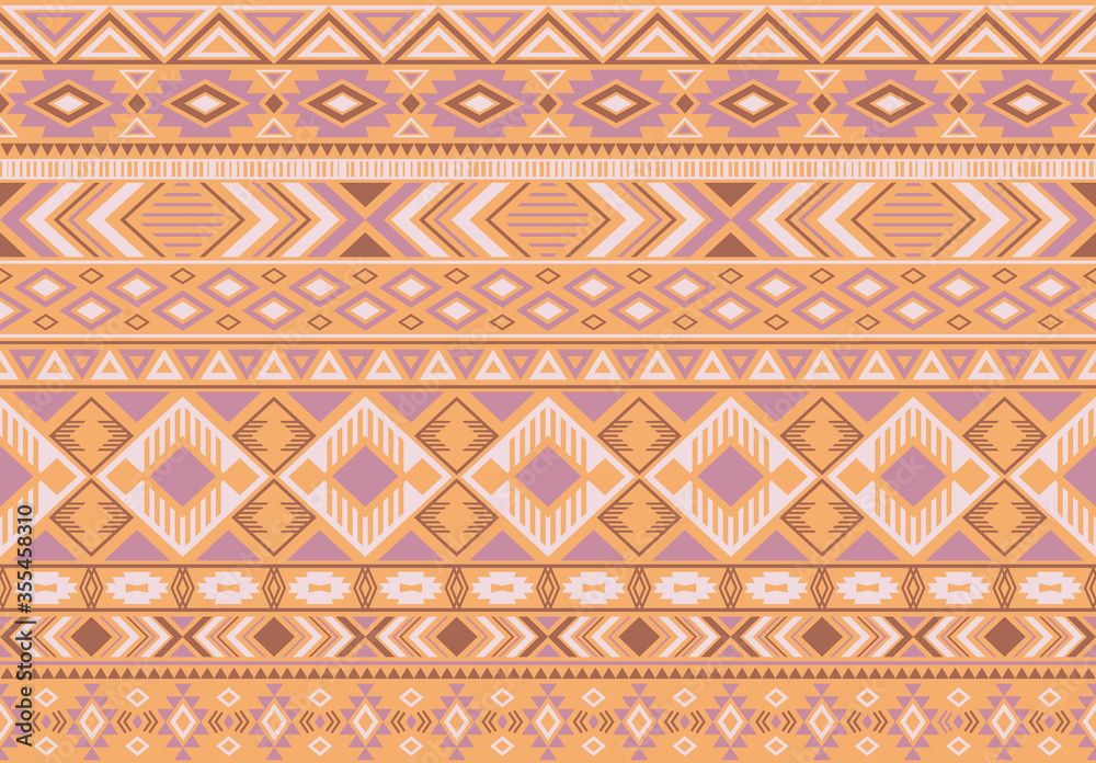 Indonesian pattern tribal ethnic motifs geometric seamless vector background. Rich indonesian tribal motifs clothing fabric textile print traditional design with triangle and rhombus shapes.