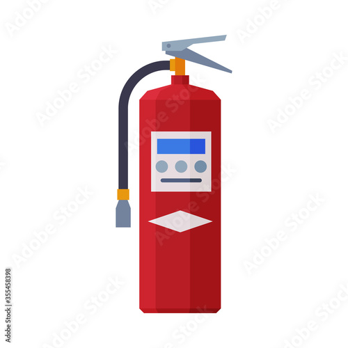 Red Fire Extinguisher, Firefighting Equipment Flat Style Vector Illustration on White Background