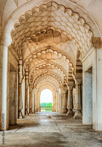 Decorated arches of the mosque at the Bibi ka Maqbara, built by Azam Shah in 1678, as a son's tribute to his mother, Begum Rabia Durrani, the Queen of Mughal emperor Aurangzeb. Aurangabad, Maharashtra photo