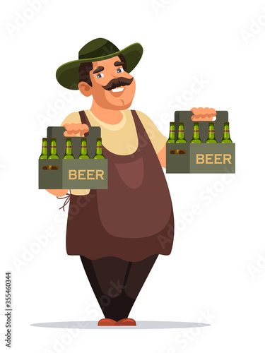 Happy brewer flat vector illustration