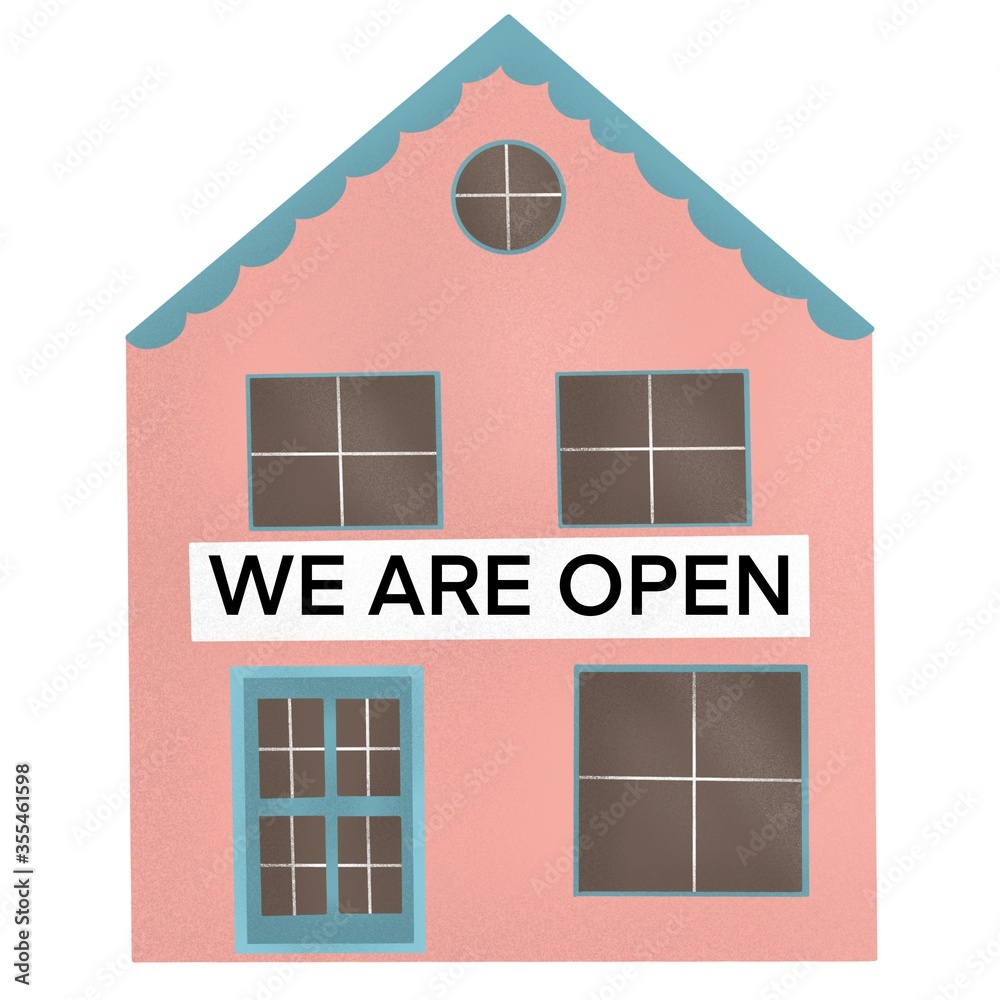 open shop or market place after quarantine. small business mockup. local shop or cafe open template. house with we are open signboard open shop or market place after quarantine. small business mockup. local shop or cafe open template. house with we are open signboard