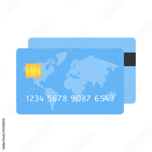 Blue credit card icon vector isolated