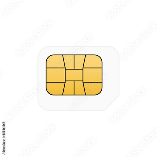Micro SIM card vector illustration isolated on white. Chip mobile symbol.