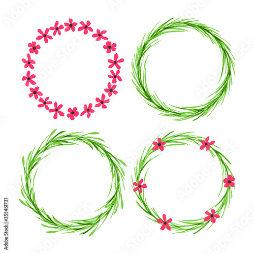 vector wreaths with pink flowers