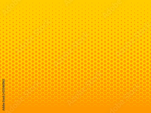 Honeycomb abstract geometric background. Yellow seamless pattern vector.