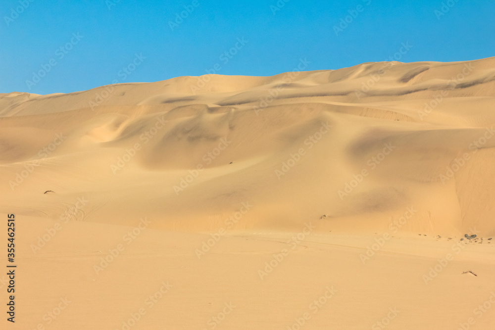 Big sand dunes panorama. Desert and coastal beach sand landscape scenery. Abstract background. Big sand dunes panorama. Desert and coastal beach sand landscape scenery. Abstract background.