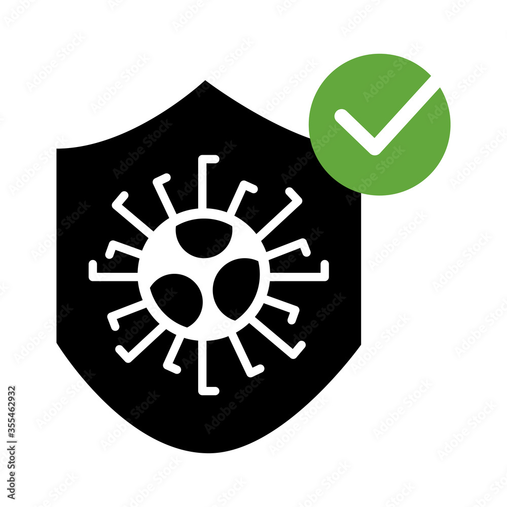 shield with covid19 virus particle silhouette style shield with covid19 virus particle silhouette style