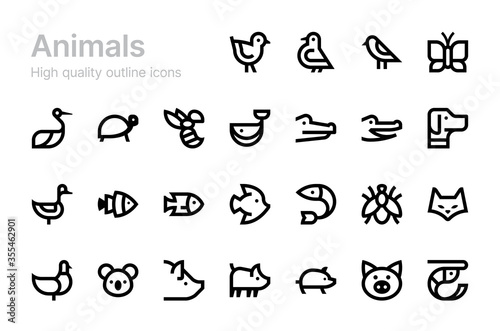 Animal vector icons. Domestic and wild animals.