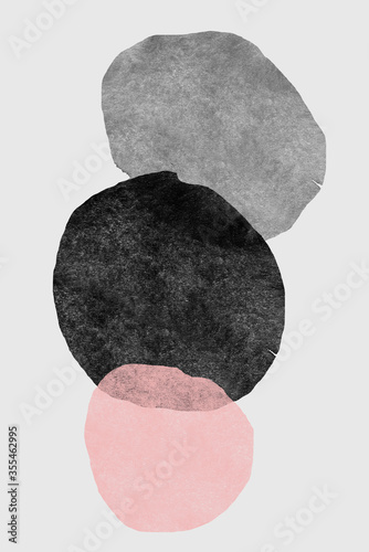 Watercolor set of abstract aesthetic warm forms elements, organic and nature shapes.