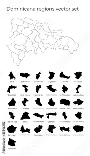 Dominicana map with shapes of regions. Blank vector map of the Country with regions. Borders of the country for your infographic. Vector illustration.