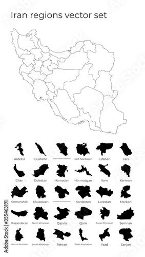 Iran map with shapes of regions. Blank vector map of the Country with regions. Borders of the country for your infographic. Vector illustration.