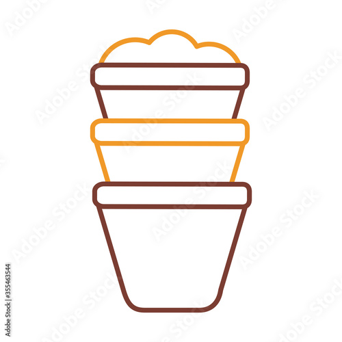 plants pots line style icon vector design