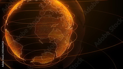 Planet earth rotating animation. Future technology business concept
