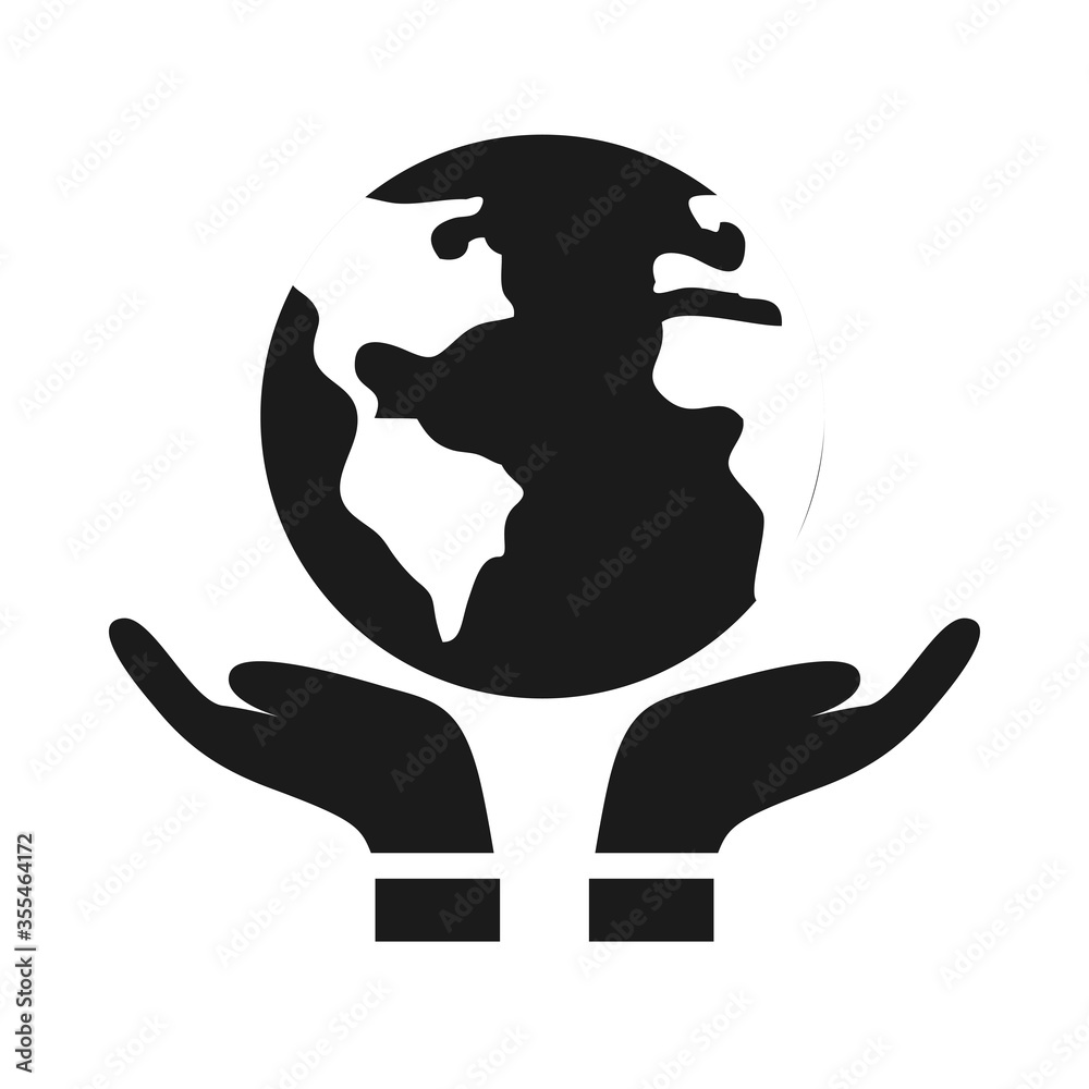 Fototapeta premium hands with earth planet up, silhouette style