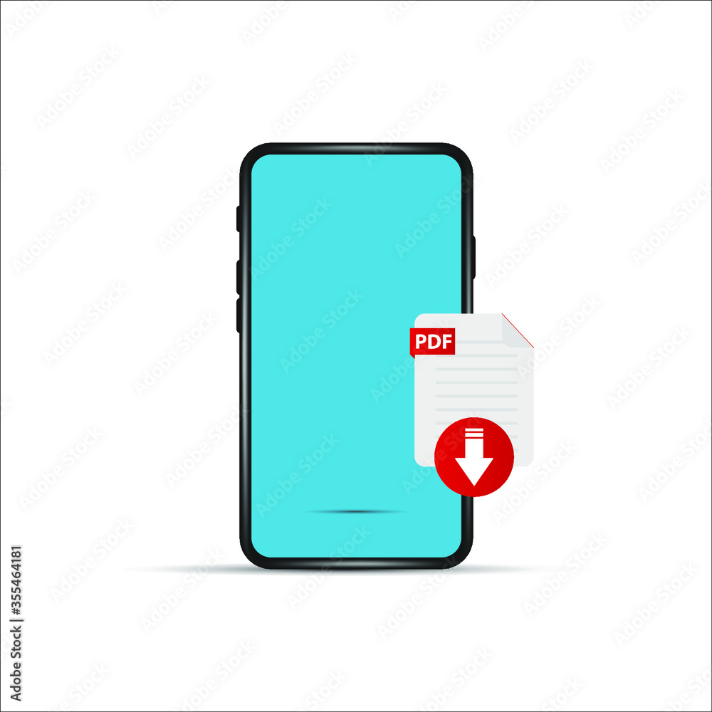 download pdf file by cartoon mobile phone. concept of upload files to your telephone such as docs books and more. flat simple style trend modern logotype graphic design isolated on white background download pdf file by cartoon mobile phone. concept of upload files to your telephone such as docs books and more. flat simple style trend modern logotype graphic design isolated on white background