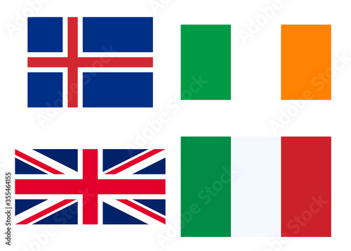 国旗セット　アイスランド　アイルランド　イギリス　イタリア