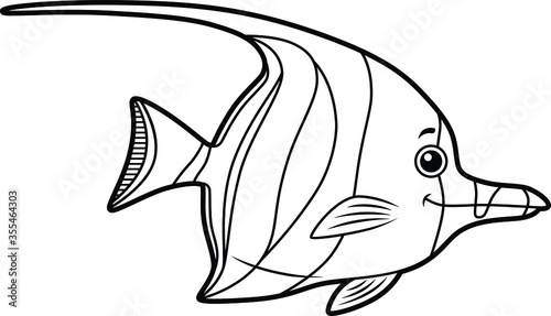Vector Cartoon Angel Fish Line Art