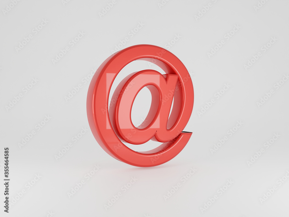 @ sign isolated on white with studio lights. 3D render. @ sign isolated on white with studio lights. 3D render.