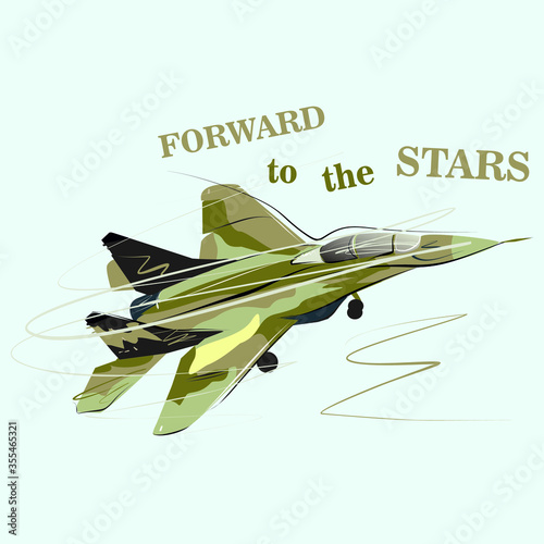 Graphic military flighter model vector charater illustration