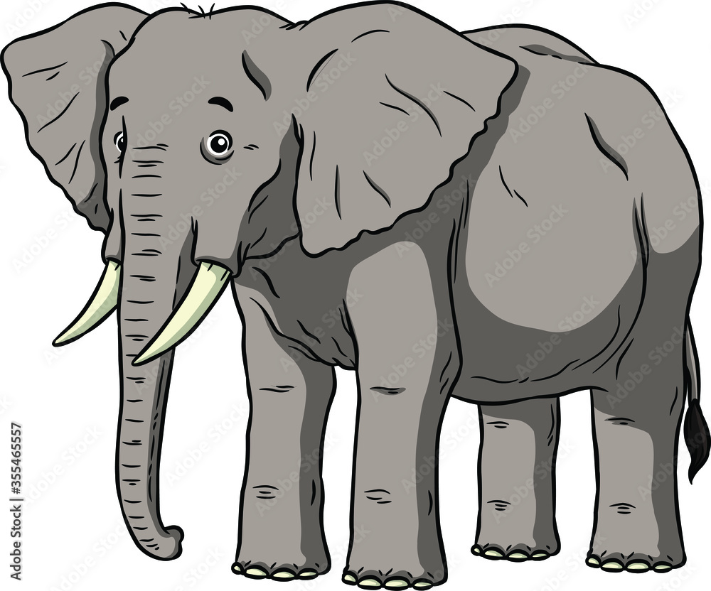 Fototapeta premium Vector Cartoon African Elephant
