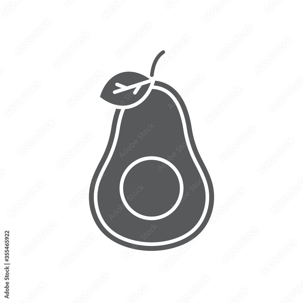 Avocado fruit with leaf vector icon symbol isolated on white background Avocado fruit with leaf vector icon symbol isolated on white background