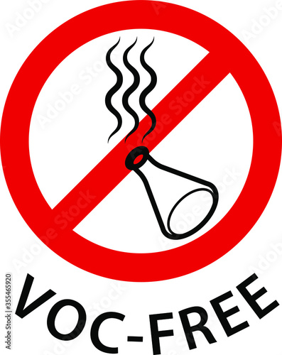 Food additive label: VOC free (volatile organic compound).