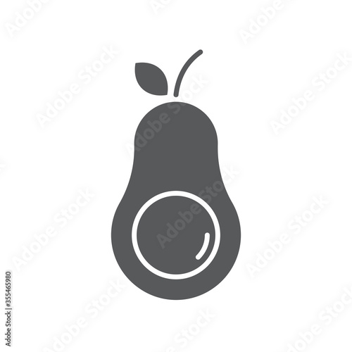 Avocado fruit with leaf vector icon symbol isolated on white background