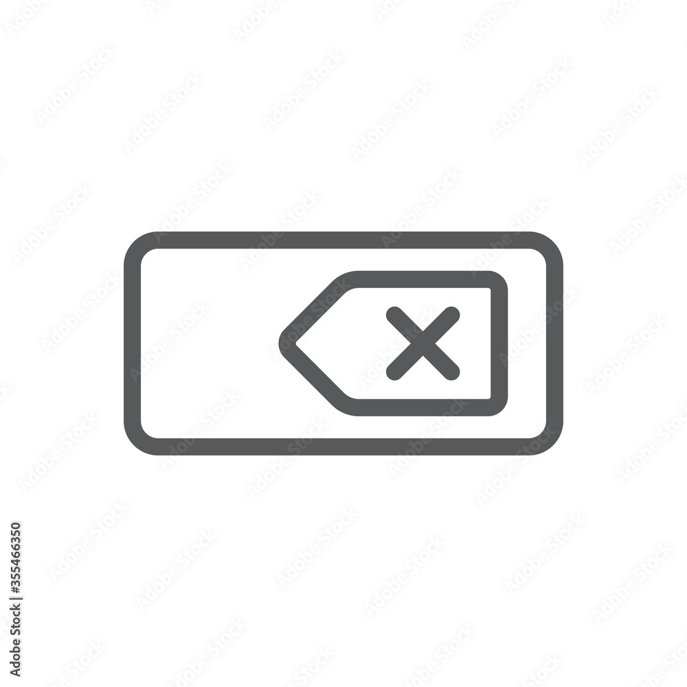 Backspace key vector icon symbol keyboard isolated on white background Backspace key vector icon symbol keyboard isolated on white background