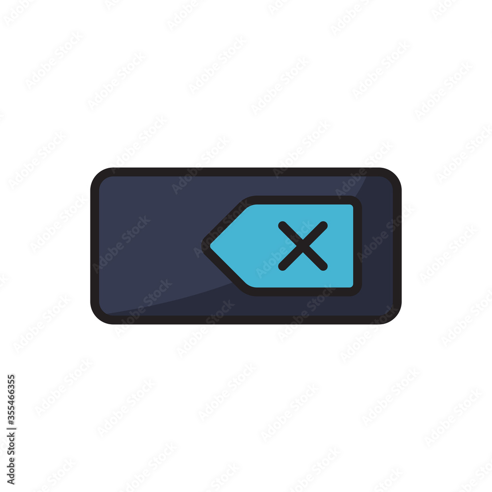 Backspace key vector icon symbol keyboard isolated on white background Backspace key vector icon symbol keyboard isolated on white background