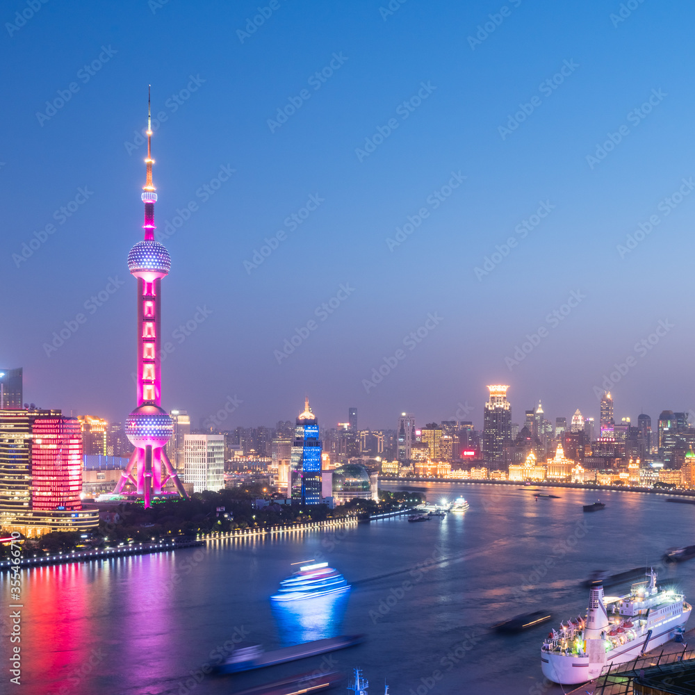 shanghai cityscape in nightfall