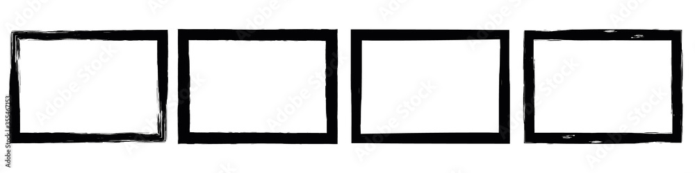 Set of grunge style frames black on white background