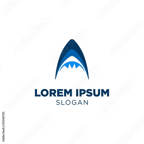 Shark Abstract template logo design concept simple flat design style
