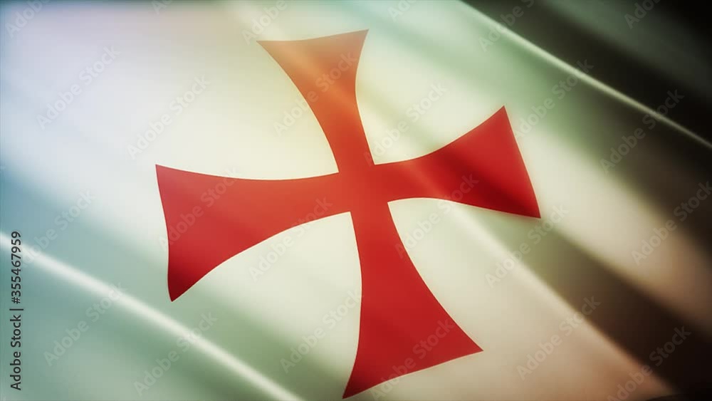 4k Knights Templar Flag;knight Cloth Texture Slow Loop Seamless Waving ...