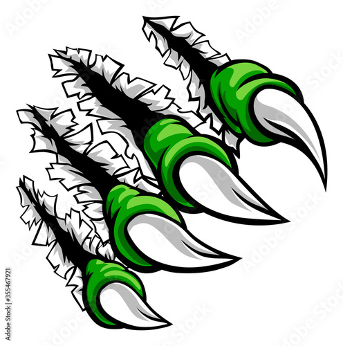 A monster claw hand ripping tearing or ripping through the background