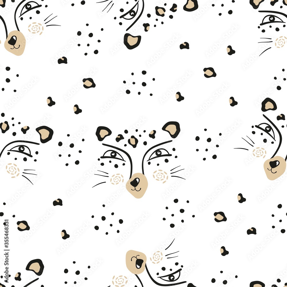 Vector illustration of a leopard head with the inscription growl. Big wild cat. Leopard spots, predatory gaze, wild animal. Vector illustration of a leopard head with the inscription growl. Big wild cat. Leopard spots, predatory gaze, wild animal.