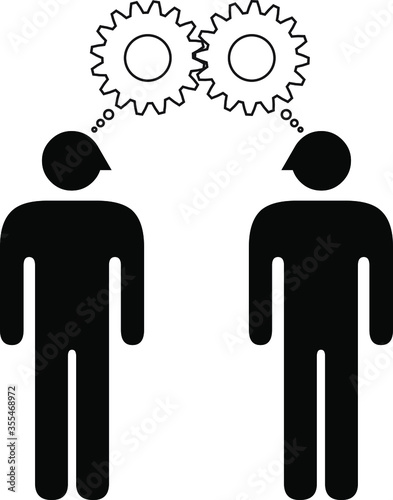 People icons - communication and worldview compatibility in a relationship and connection: meshing synergistic thoughts / perspectives.