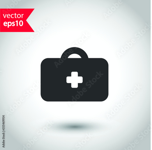 First aid kit icon. Medical hospital first aid kit flat sign design. Studio background. EPS 10 symbol pictogram