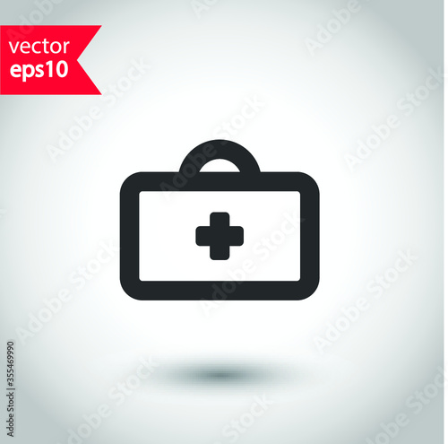 First aid kit icon. Medical hospital first aid kit flat sign design. Studio background. EPS 10 symbol pictogram